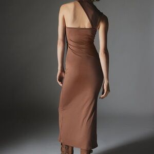 Silence + Noise Brown One-Shoulder Dress